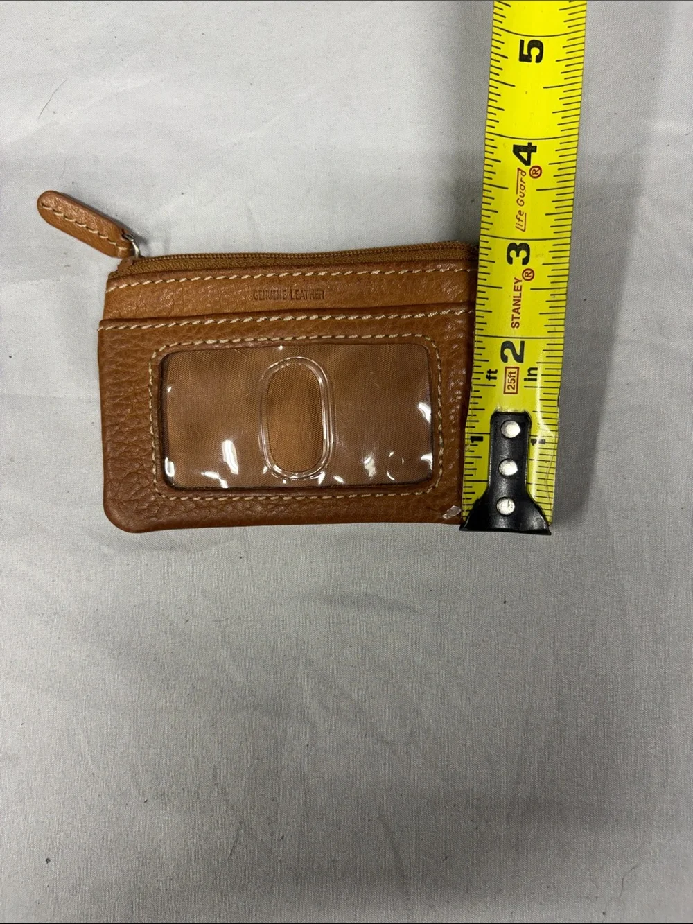 Fossil Cognac Leather Zip Card Wallet with Keyring - Picture 4 of 4